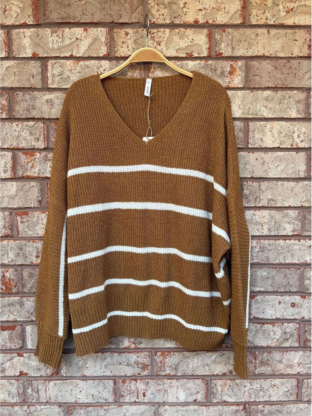 NWT Wishlist Striped Knit V-Neck Sweater